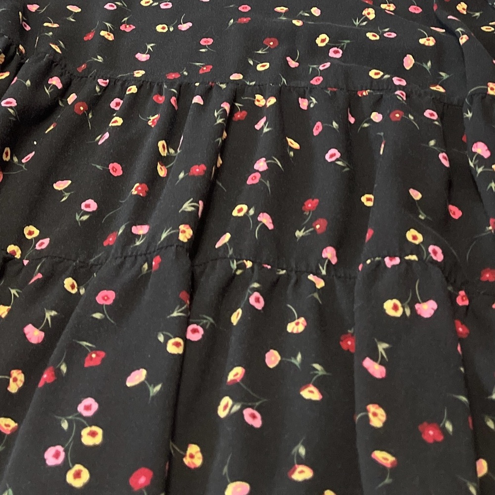 Popsugar Women Floral Babydoll Blouse Long Sleeve Black Sz XXL Fairy Boho Flowy - Picture 6 of 10